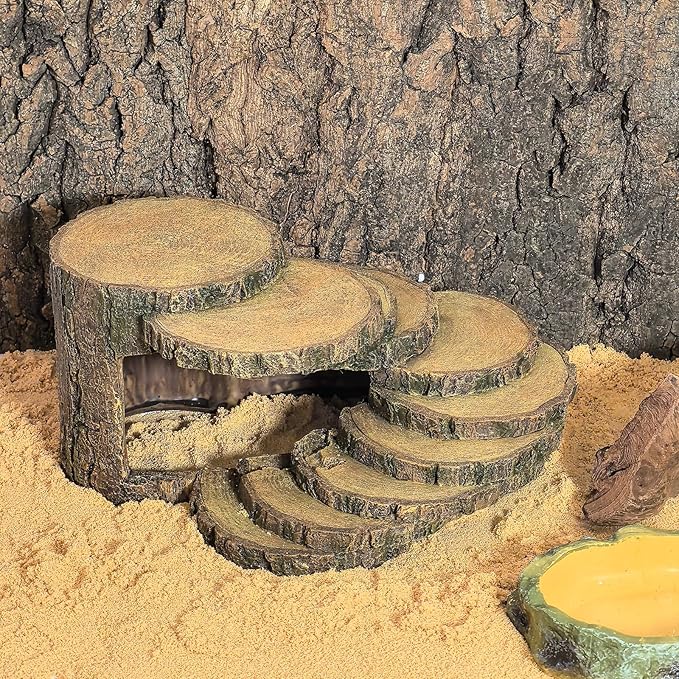 Reptile Hide Bearded Dragon Tank Accessories Reptile Snake Hideouts Stump Cave Habitat Decor for Turtles Lizards