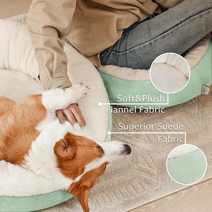 Love's cabin Round Donut Cat and Dog Cushion Bed, 25in Pet Bed for Small or Medium Dogs, Anti-Slip & Water-Resistant Bottom, Soft Durable Fabric Pet Beds, Washable Calming Cat & Dog Bed Teal