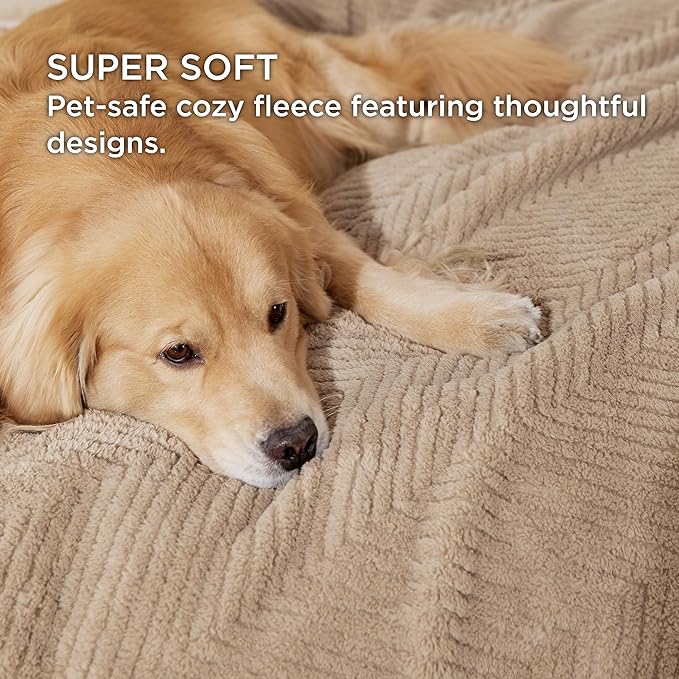 Bedsure Dog Blanket for Large Dogs Washable - Soft Fluffy Puppy Blanket with Premium 300GSM Coral Fleece, Cozy Calming Cat Blankets for Indoor Cats, Fuzzy Pet Blanket for Kitten Doggy, Brown, 40x50IN