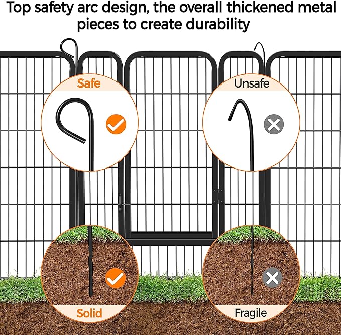Yaheetech Heavy Duty Extra Wide Dog Playpen, 12 Panels Outdoor Pet Fence for Large/Medium/Small Animals Foldable Puppy Exercise Pen for Garden/Yard/RV/Camping 40 Inch Height x 32 Inch Width