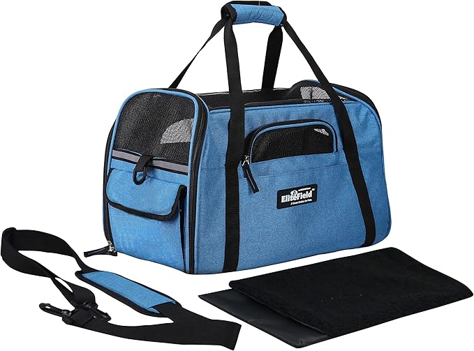 EliteField Soft Pet Carrier (3 Year Warranty, Airline Approved) Small Soft Dog Carrier Soft Cat Carrier Puppy Carrier Soft Sided Travel Carrier Bag (X-Large: 21" L x 12" W x 13" H, Sapphire Blue)