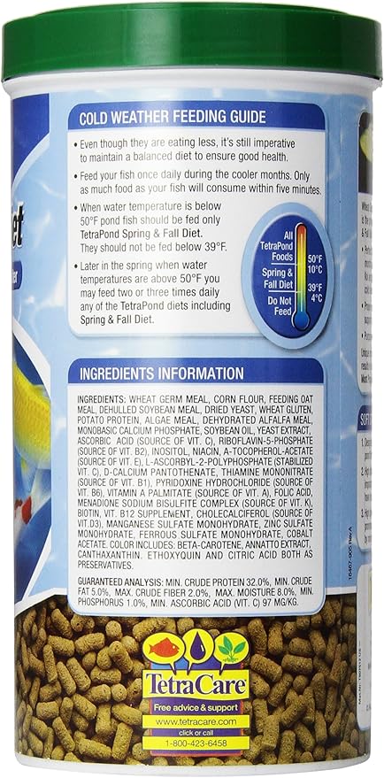 TetraPond Spring and Fall Diet 7.05 Ounces, Pond Fish Food, for Goldfish and Koi (Pack of 2)