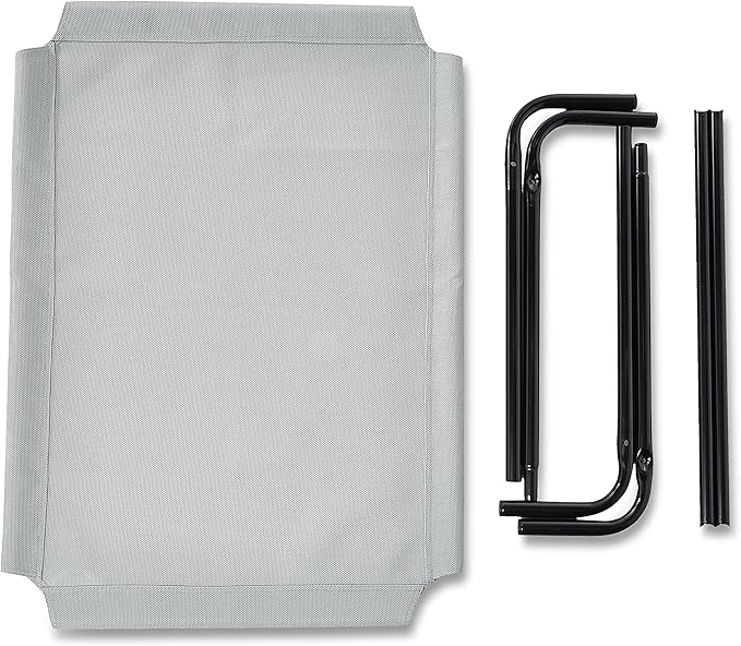 Amazon Basics Cooling Elevated Dog Bed with Metal Frame, Medium, 43 x 26 x 7.5 Inch, Grey