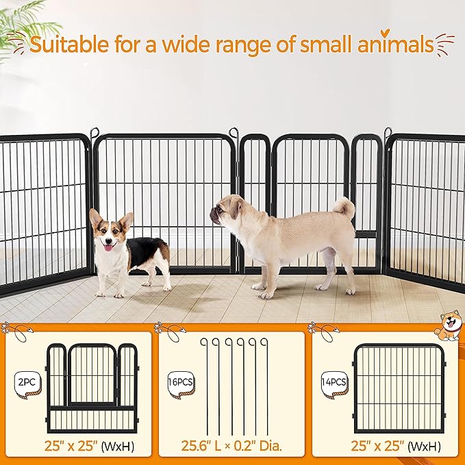 Yaheetech Outdoor Dog Playpen - 16 Panel Fence for Large, Medium and Small Dogs - Heavy Duty Exercise Pen for Puppies and Small Animals - Portable for RV Camping and Yard