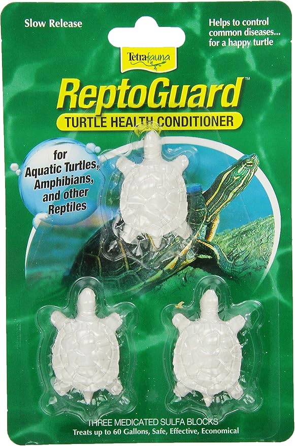 Tetra TetraFauna PRO ReptoMin Pro Sticks Adult Turtle Formula Daily Diet for Aquatic Turtles, 8.11 oz and TetraFauna ReptoGuard Turtle Health Conditioner 3 Count, Slow-Release (19514)