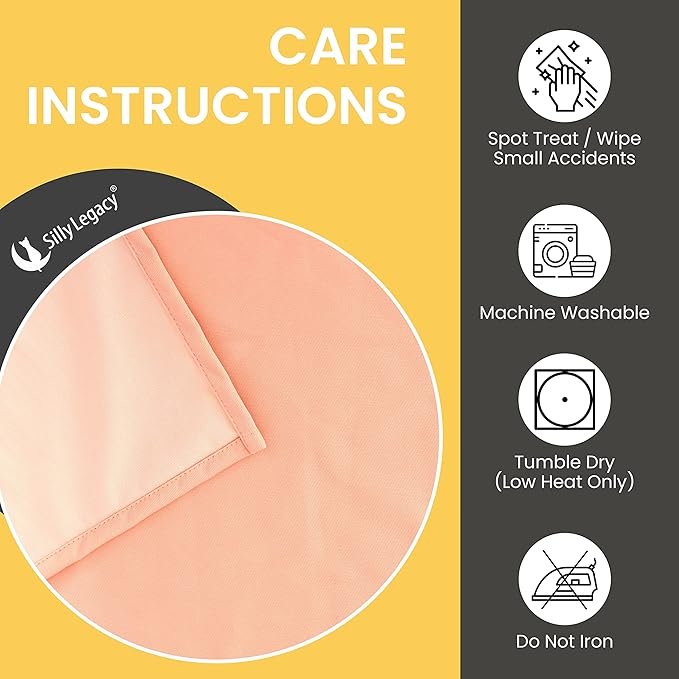 SILLY LEGACY Thin Reversible Waterproof Protective Cover or Liner for Bed or Couch, for Dogs and Cats (King 82 x 100, Peach)…