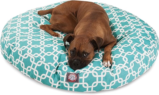 Teal Links Large Round Indoor Outdoor Pet Dog Bed With Removable Washable Cover By Majestic Pet Products