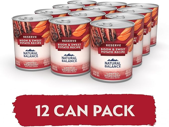 Natural Balance Limited Ingredient Adult Grain-Free Wet Canned Dog Food, Reserve Bison & Sweet Potato Recipe, 13 Ounce (Pack of 12)