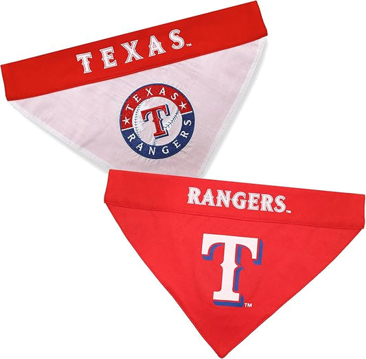 Pets First MLB Texas Rangers Reversible Bandana Size XX-Large for Dogs & Cats. 2 Sided Sports Bandana,Premium Embroidery Team Logo, All MLB Teams Available