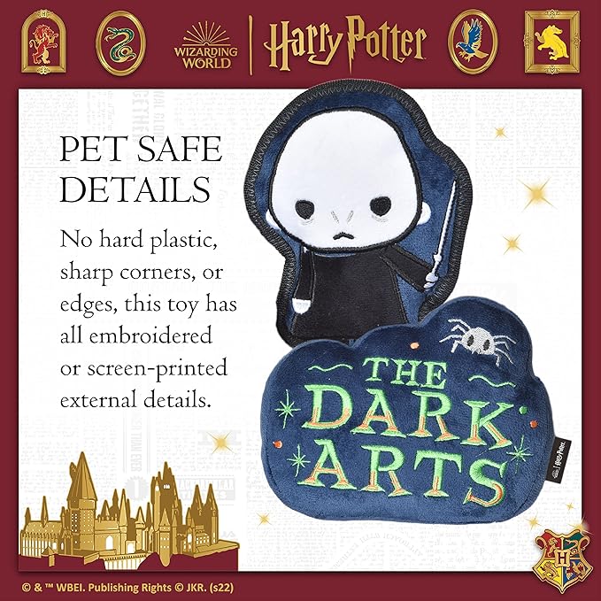 Harry Potter 2 Piece Dog Toy Set 6" You Know Who Plush Figure Toy and Dark Arts Plush Silhouette Flat Toy Official Pet Toys and Accessories | Voldemort Dog Toy (FF22715)