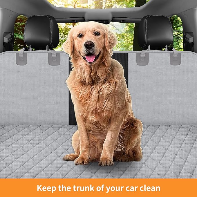 Dog Back Seat Cover Protector for Cars SUV and Trucks with Mesh Window, Scratchproof Nonslip and Waterproof Material(Grey)