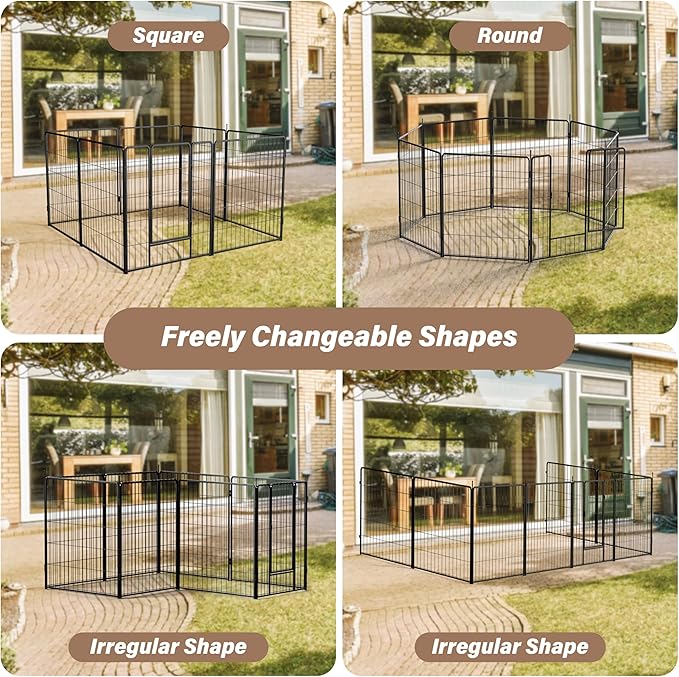 Simple Deluxe Dog Playpen, 32" Height 16 Panels Fence with Anti-Rust Coating, Metal Heavy Portable Foldable Dog Pen for Small/Medium/Large Dogs RV Camping, Black