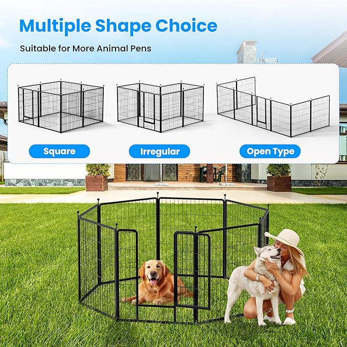 Simple Deluxe Dog Playpen Outdoor, Portable Dog Playpen for Travel, Camping, 32" Height 16 Panels Heavy Duty Dog Pen for Small/Medium Dogs, Black