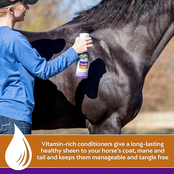 Farnam Vetrolin Shine Coat Conditioner & Shine Spray for Horses & Dogs 64 Ounces (Pack of 2)