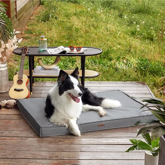 Lesure XL Waterproof Dog Beds - Outdoor Dog Bed Washable with Oxford Fabric Surface, Extra Large Egg Orthopedic Foam Pet Bed with Removable and Durable Cover, Machine Washable