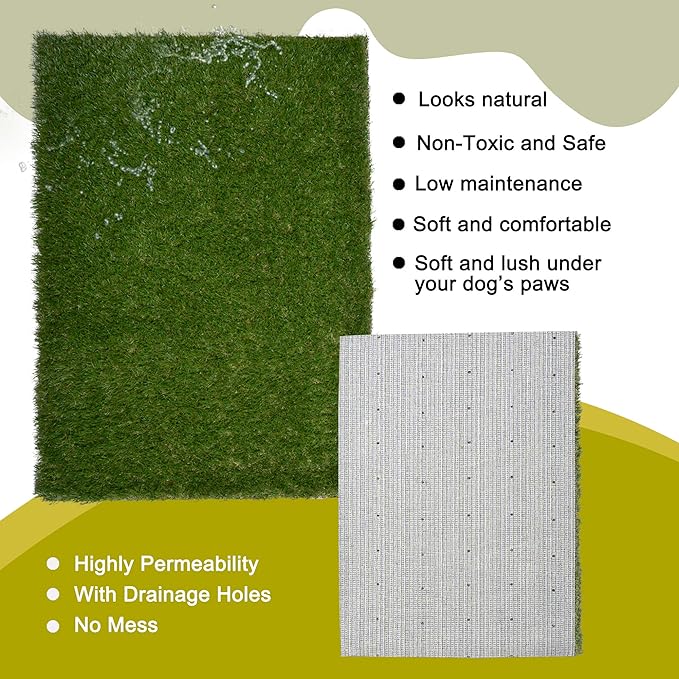 Dog Grass Large Patch Potty, Artificial Dog Grass Bathroom Turf for Pet Training, Washable Puppy Pee Pad, Perfect Indoor/Outdoor Portable Potty Pet Loo (Replacement Grass)