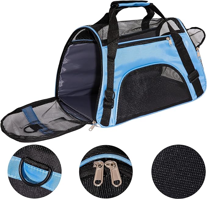 Pet Carrier Cat Cattier Soft-Sided Carriers for Cat Carriers Dog Carrier for Small Medium Cats Dogs Puppies Pet Carrier Airline Approved up to 15 Lbs Cat Dog Pet Travel Carrier (Medium, Blue)