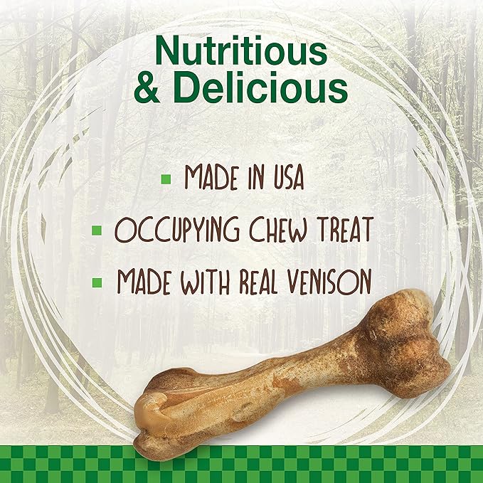 Nylabone Healthy Edibles Natural Long Lasting Venison Flavor Dog Chew Treats Wild Bone Large/Giant(1 Count)