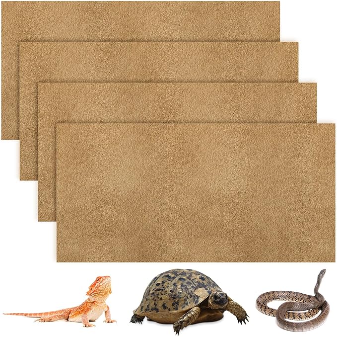 4 Pcs Reptile Carpet Pet Terrarium Floor Liners Bedding Substrate Liner Supplies Reptile Cage Mat Tank Accessories for Lizard Bearded Dragon Tortoise Snake Leopard (Coffee,39 x 20 Inch)