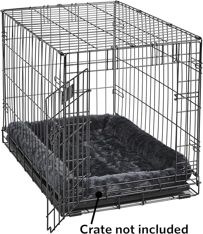 New World Gray Dog Bed | Bolster Dog Bed Fits Metal Dog Crates | Machine Wash & Dry, 22-Inch