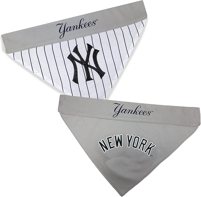 Pets First MLB New York Yankees Reversible Bandana Size XX-Large for Dogs & Cats. 2 Sided Sports Bandana,Premium Embroidery Team Logo, All MLB Teams Available