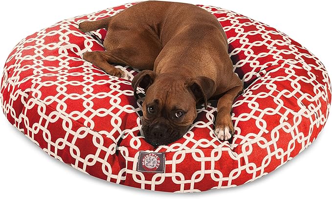 Red Links Large Round Indoor Outdoor Pet Dog Bed With Removable Washable Cover By Majestic Pet Products