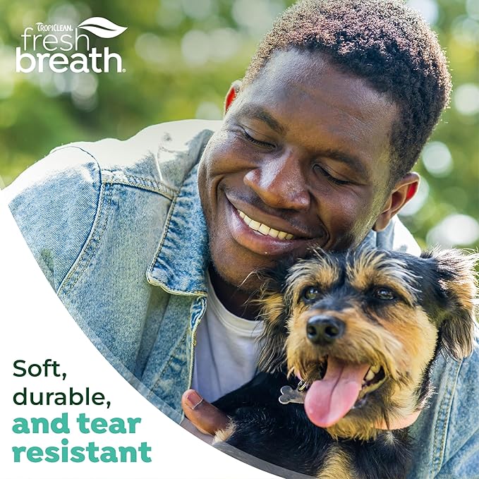 TropiClean Fresh Breath No Brushing Clean Teeth Dental & Oral Care Dental Wipes for Dogs, 50ct - Teeth Cleaning Wipes - Helps Wipe Away Plaque & Tartar - Freshens Breath - No Brushing Required