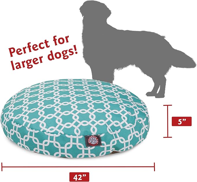 Teal Links Large Round Indoor Outdoor Pet Dog Bed With Removable Washable Cover By Majestic Pet Products