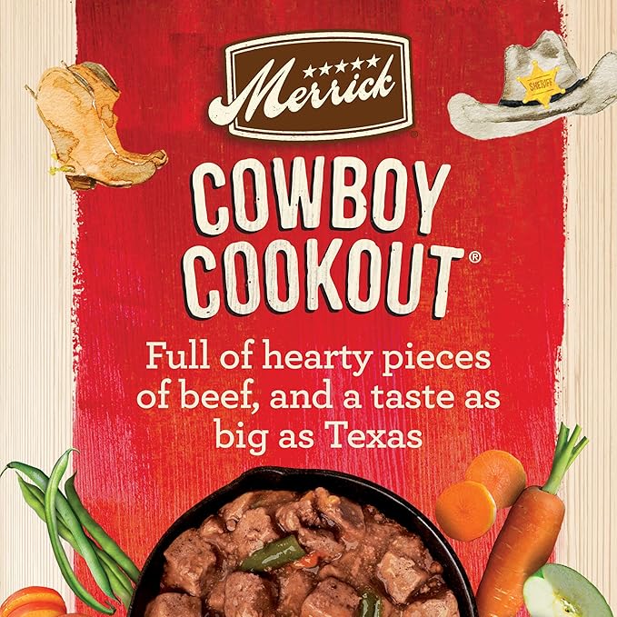 Merrick Grain Free Wet Dog Food, Premium And Wholesome Gluten Free Canned Adult Dog Food, Cowboy Cookout - (Pack of 12) 12.7 oz. Cans