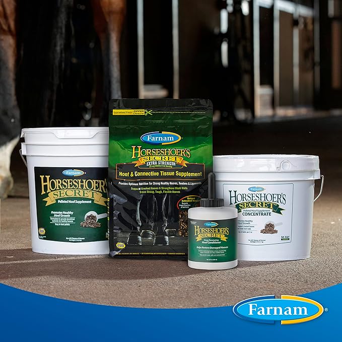 Farnam Horseshoer's Secret Pelleted Hoof Supplements, Promotes healthy hoof growth, maintains hoof walls & supports cracked hooves, 22 lbs., 60 day supply