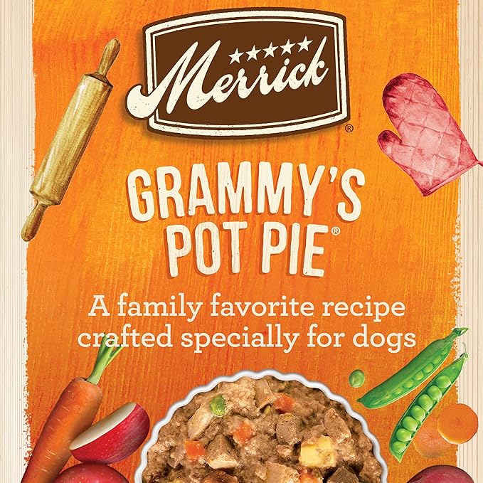 Merrick Grain Free Wet Dog Food, Premium And Wholesome Gluten Free Canned Adult Dog Food, Grammy’s Pot Pie - (Pack of 12) 12.7 oz. Cans