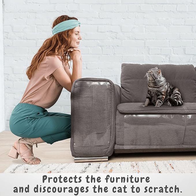 Cat Scratch Furniture Protector - 12 Pack, Cat Furniture Protector, Furniture Protectors from Cats, Cat Scratching Deterrent, Couch Guards for Cats, Couch Corner Protectors