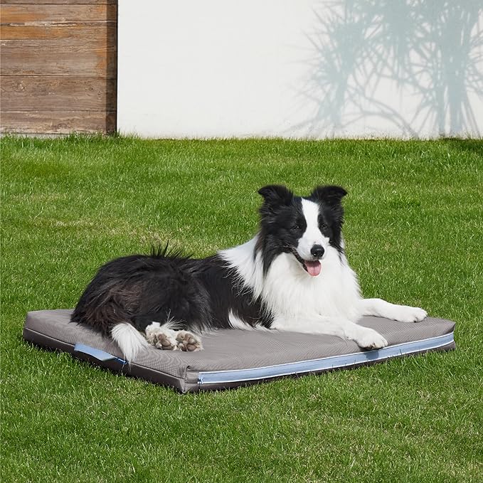 Bedsure Outdoor Waterproof Dog Bed with Heavy Duty Cover, Orthopedic Foam Supportive Dog Beds, Washable Dog Mat with Removable Cover for Large Dogs (36"x27", Grey)
