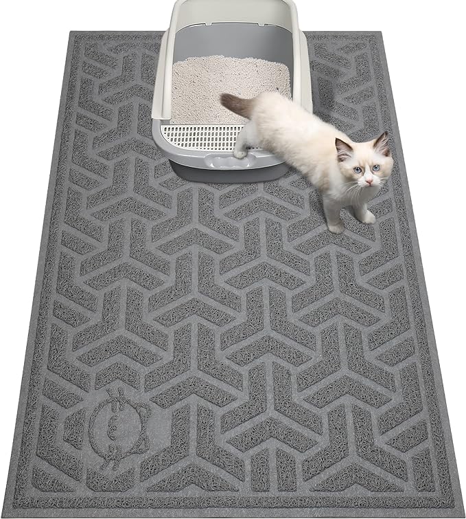 UPSKY Cat Litter Mat, Litter Trapping Mat Soft on Kitty Paws, Large Litter Box Mat 35" x 24" Scatter Control for Cat Litter, Waterproof and Extra Large Litter Box Carpet.