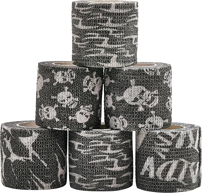 6 Rolls Self-Adhesive Bandage Wrap Grip Tape Wrap Cover Tattoo Cohesive Elastic Bandage for Tattoo Machine and Animals Wounds Wrist Healing Sprains & Swelling