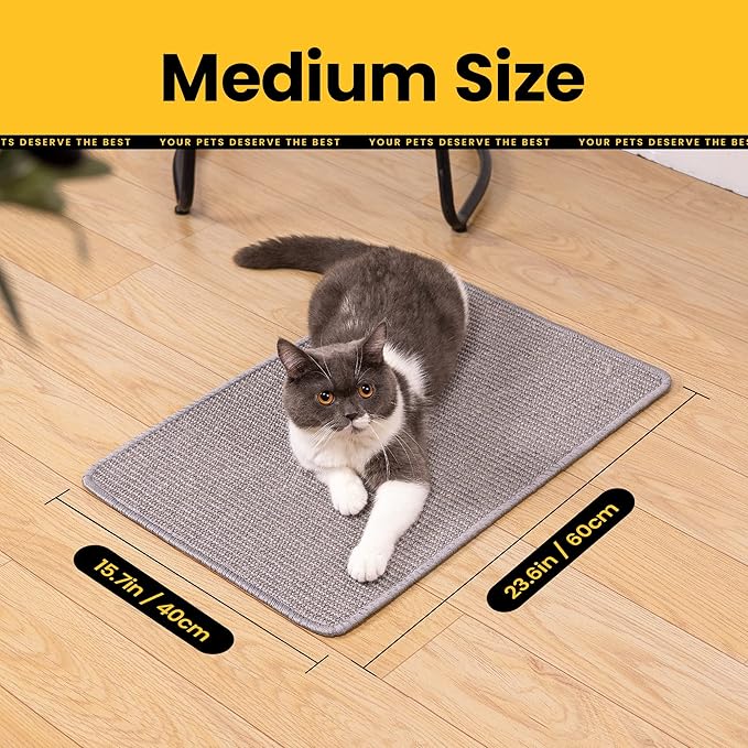 Cat Scratcher Mat,Natural Sisal Cat Scratch Pad,Horizontal Floor Cat Scratching Pads Rug for Indoor Cats Grinding Claws Nails,Cat Furniture Protector for Couch & Carpets & Sofas