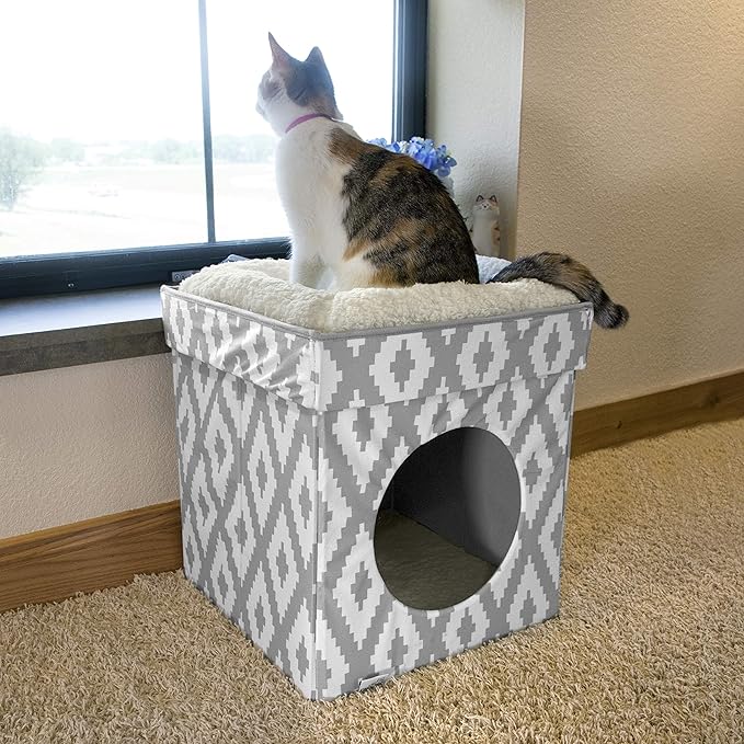 Kitty City Large Cat Bed, Stackable Cat Cube, Indoor Cat House/Cat Condo, Cat Scratcher