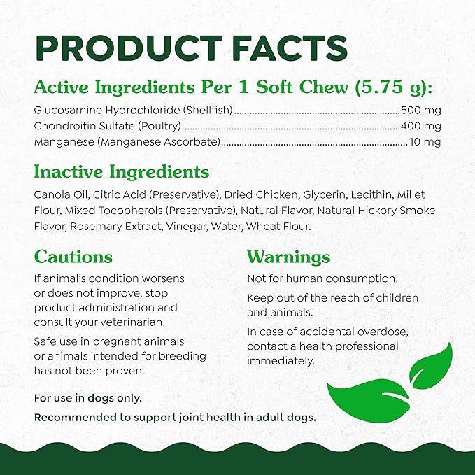 Greenies Supplements Hip and Joint Supplements for Dogs, Chicken Flavor, 80 Count Soft Chews Dog Joint Supplements, 16.2 oz.