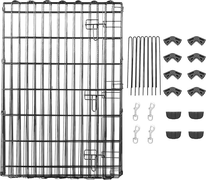 Amazon Basics Foldable Octagonal Metal Exercise Pet Play Pen for Dogs, Fence Pen, Single Door, 60 x 60 x 36 Inches, Medium - 36"H, Metal, Black