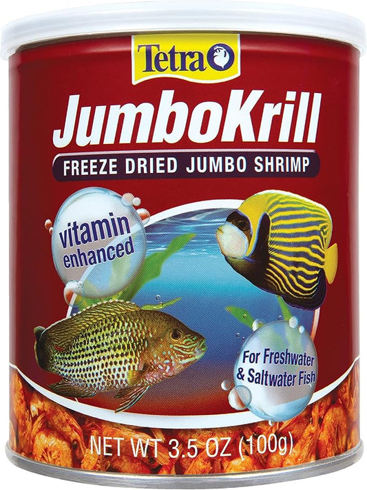 Tetra JumboKrill Freeze-Dried Jumbo Shrimp 3.5 Ounces, Natural Shrimp Treat For aquarium Fish, Red (16198)