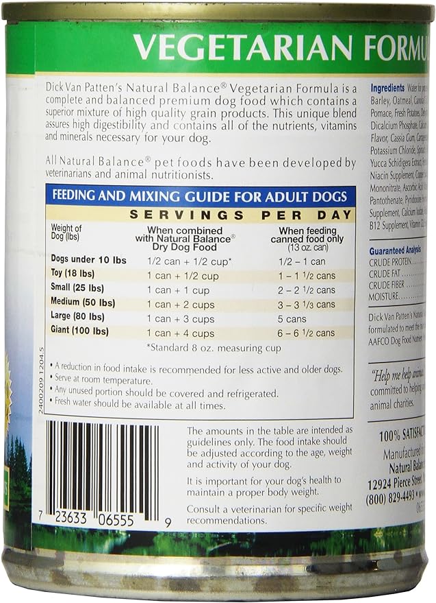 Natural Balance Vegetarian Formula Dog Food (Pack Of 12 13-Ounce Cans)