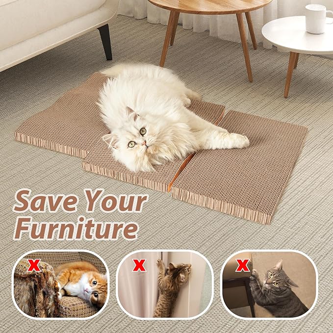 3 Pcs Cat Scratch Pad,Cat Scratcher Cardboard with Premium Reversible Scratch Textures Design Wide Durable Scratching Pad (3 PCS)