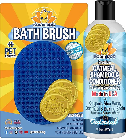 Bodhi Dog Shampoo Brush, Grooming Shampoo Brush for Pets, Short Hair Dog Scrubber, Blue, 2 Count