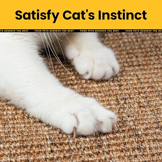 Cat Scratcher Mat,Natural Sisal Cat Scratch Pad with Sticky Velcro Tapes,Horizontal Floor Cat Scratching Pads Rug for Indoor Cats,Cat Furniture Protector for Couch&Carpets&Sofas(M,23.6"X15.7")