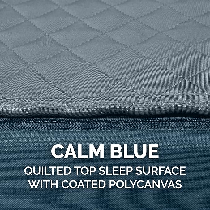 Furhaven Water-Resistant Memory Foam Dog Bed for Large Dogs w/ Removable Quilt Top & Washable Cover, For Dogs Up to 95 lbs - Indoor/Outdoor Quilt Top Convertible Mattress - Calm Blue, Jumbo/XL