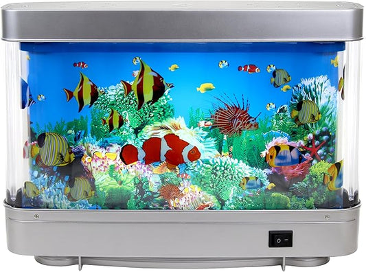Lightahead Artificial Aquarium: Fascinating Moving Pictures of Fish in Tank Decorative Sensory Aquarium Lamp Virtual Ocean in Motion (Marine Life A)