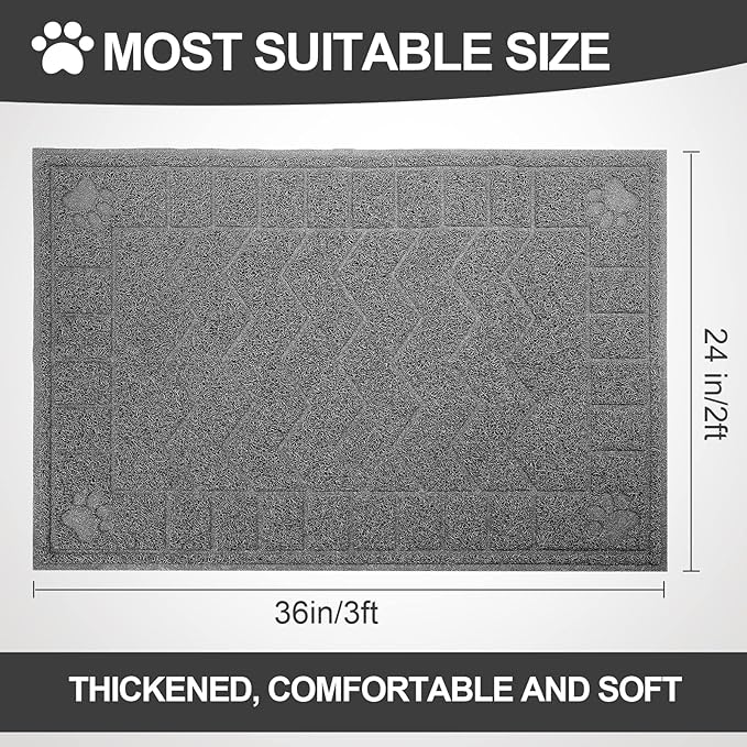 Cat Litter Box Mat, 35" x 24" Large Kitty Litter Trapping Mat Keep Floor Clean, Litter Box Mat Scatter Control, Waterproof, Easy to Clean, Durable Large Size Litter Mats for Floor