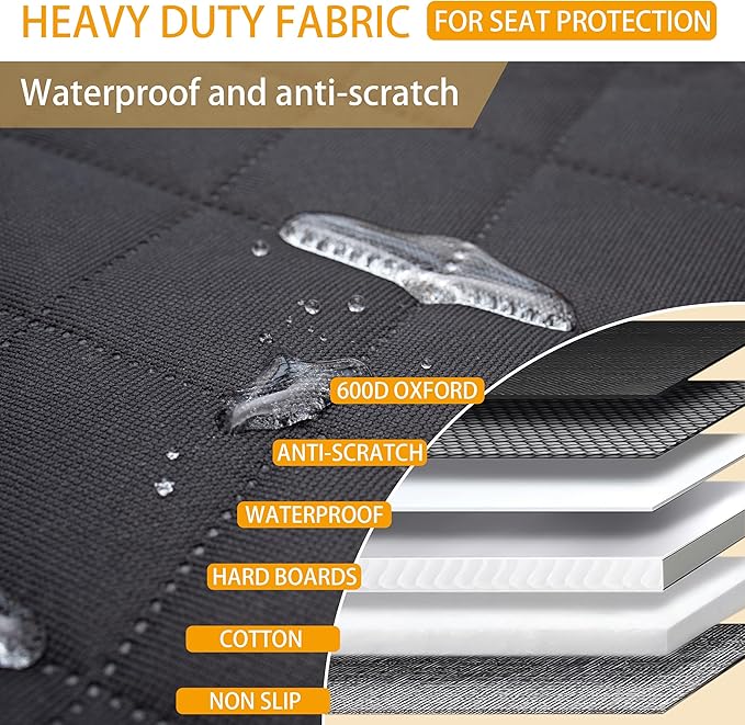 Dog Car Back Seat Extender Cover,Hard Bottom Scratchproof and Waterproof Protector,with Mesh Window and Storage Pocket for Car,SUVs,Trucks Black