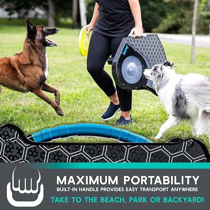 Franklin Sports Automatic Disc Launcher for Dogs - Ready Set Fetch! Automatic Disc Tosser Dog Toy for Fetch - Portable Automatic Disc Thrower Dog Toy - Portable Battery Powered Disc Launcher for Dogs