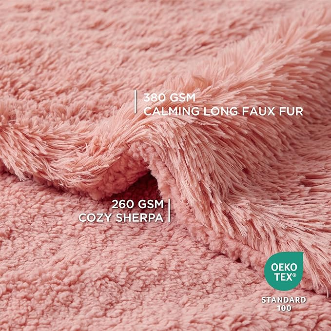 Bedsure Waterproof Dog Blankets for Large Dogs - Calming Cat Blanket for Couch Protector Washable, Long Faux Fur Pet Throw Blanket for Puppy, Reversible Furniture Protection, 40"x50", Pink